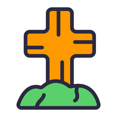 Tombstone Cross outline flat