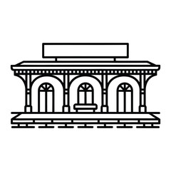 Fototapeta premium Train Station Icon, Vector, Illustration, Outline, Line Art, Silhouette, Logo, White Background.