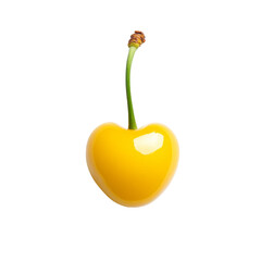 Single yellow heart-shaped cherry on black background