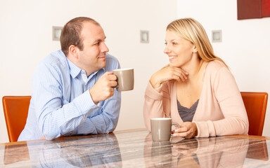 Family Life, Tea for Two. A mature couple taking a coffee break and enjoying each others company....