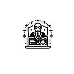 A black and white icon of fries and a drink cup