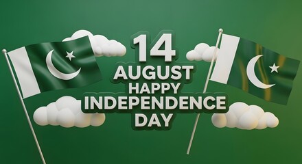 Minimal Green Template with 14 August Message – Independence Day Banner Design

