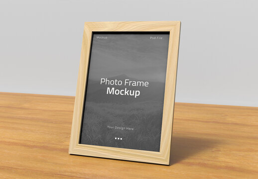 Wooden Photo Frame Mockup