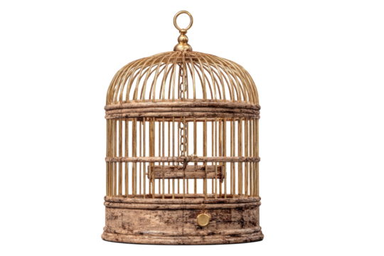 Antique birdcage gold ornate vintage caged home decor gilded pet black background luxury detail 100