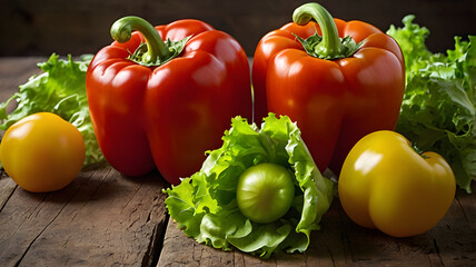 colorful combination of fresh vegetables including carrots, peppers and broccoli