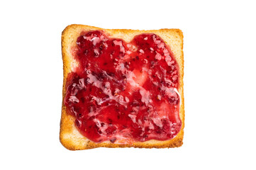 Toast from white bread with butter and jam isolated on white background