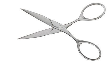 Metallic Scissors on White Background
