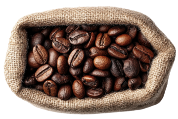 Coffee Beans in Burlap Bag Roasted Aroma Fresh Brew Rich Flavor Morning Ritual Culinary Art Dark