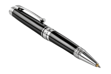 Elegant Black Silver Pen Exquisite Writing Instrument Stylish Design Luxury Stationery Close Up