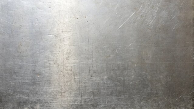 The image showcases a scratched metal surface with a gray and silver texture creating an industrial background