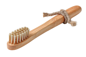 Eco Friendly Bamboo Toothbrush Tied with Twine Sustainable Oral Care Natural Bristles Zero Waste