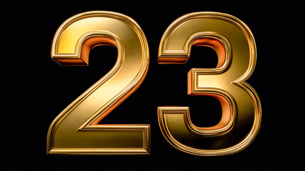 3D gold number 23 on the black background