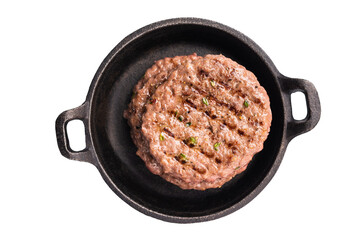 Grilled hamburger beef meat patty isolated on white background