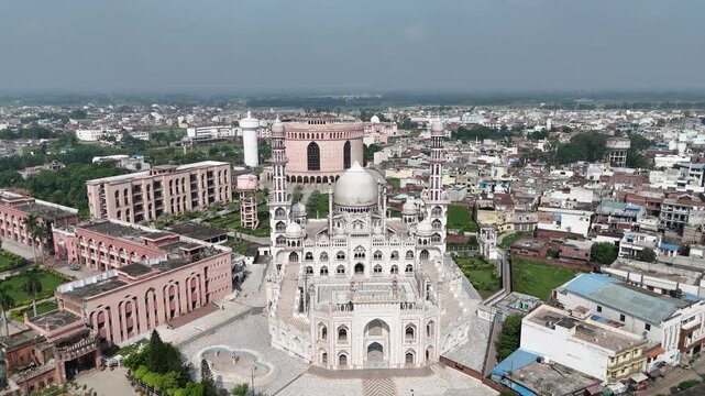 An arial 4k footage of Masjid Rasheed at Darul Uloom Deoband, Saharanpur