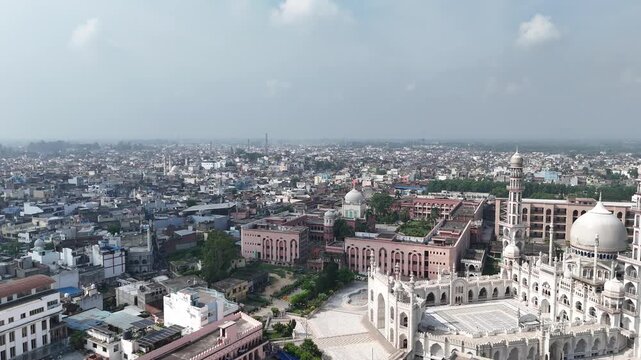 An arial 4k footage of Masjid Rasheed at Darul Uloom Deoband, Saharanpur