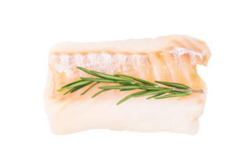 Raw cod fish fillet, ready for cooking Boneless white fish meat isolated on white background