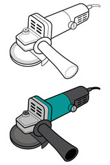 電動ディスクグラインダー［カラー＆線画］