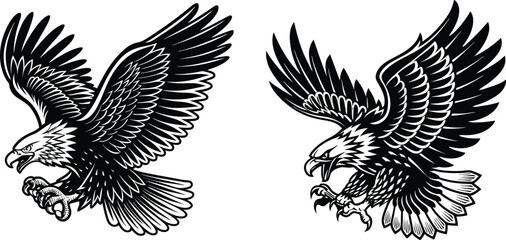 Obraz premium eagle silhouette, bird, flying, wings,