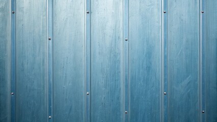 Fototapeta premium A closeup shot reveals a textured blue metal wall with vertical lines and rivets
