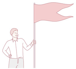 A striking minimalist illustration showcasing a man holding a flag, embodying the essence of celebration and events