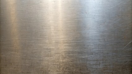 A closeup shows a polished metal surface with subtle scratches creating an industrial texture and...