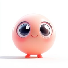 Whimsical Orange Emoji Character with Huge Eyes and Joyful Expression in Playful Digital Art