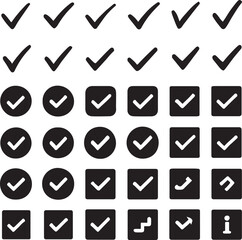 Check Mark & Info Symbol Set – Versatile Icons for Confirmation, Navigation & UI Feedback