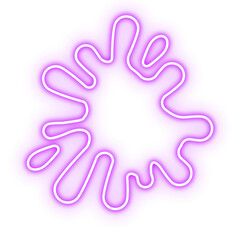 Neon purple splash graphic with white outline