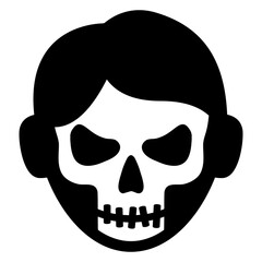 Feliz Halloween. Día de los muertos. Disfraz de zombi. Icono con cabeza de hombre joven con máscara de calavera