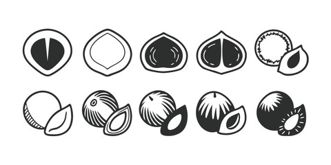 Fototapeta premium Set of 10 coconut icons vector