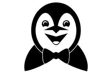 Obraz premium Charming Penguin Face with Bowtie Grin – Cute Cartoon Animal Art