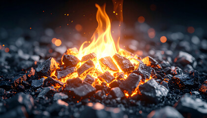 A glowing ember in a pile of ashes, symbolizing hidden energy or comeback