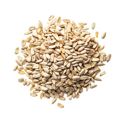 Shelled sunflower seeds isolated on transparent background