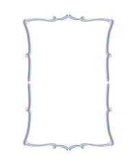 Whimsical Coquette Frame with Scalloped Corners. Iridescent 3D Ribbon Border in Pearlescent Pink Tones. Decorative Ornamental Outline on Transparent Background.