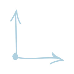 Minimalist diagram with two directional arrows forming origin point in clean geometric composition, vector