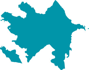 Blue silhouette map of Azerbaijan on a white background. High-quality vector illustration ideal for educational content, geographic infographics, and political or cultural designs.