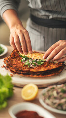 Delicious traditional Turkish lahmacun pita