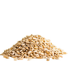 Shelled sunflower seeds isolated on transparent background