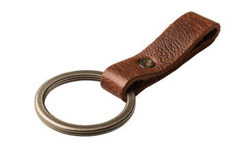 Brown Leather Keychain with Silver Ring Elegant Fashion Accessory Quality Craftsmanship Stylish