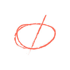 Red prohibition symbol with diagonal line on transparent background, vector