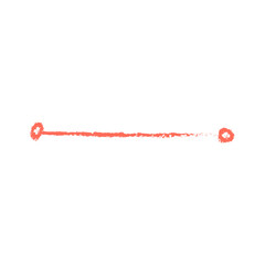 Red straight line with circular endpoints on transparent background, vector