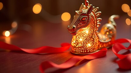 Intricate golden filigree work and tiny soft glowing LED lights adorn the lantern radiating a festive aura