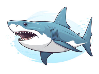Simple illustration of a blue shark on white background 