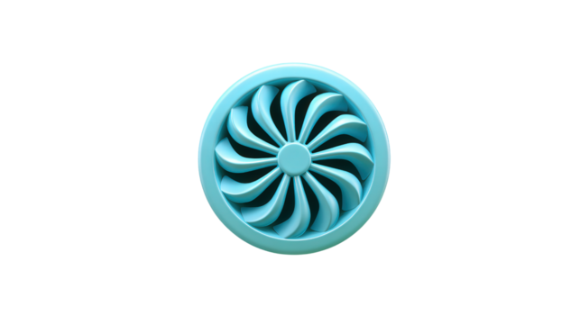 Air Ventilation Icon: Icon of an air ventilation system, symbolizing airflow in construction and buildings, isolated on a Transparent background, PNG file.