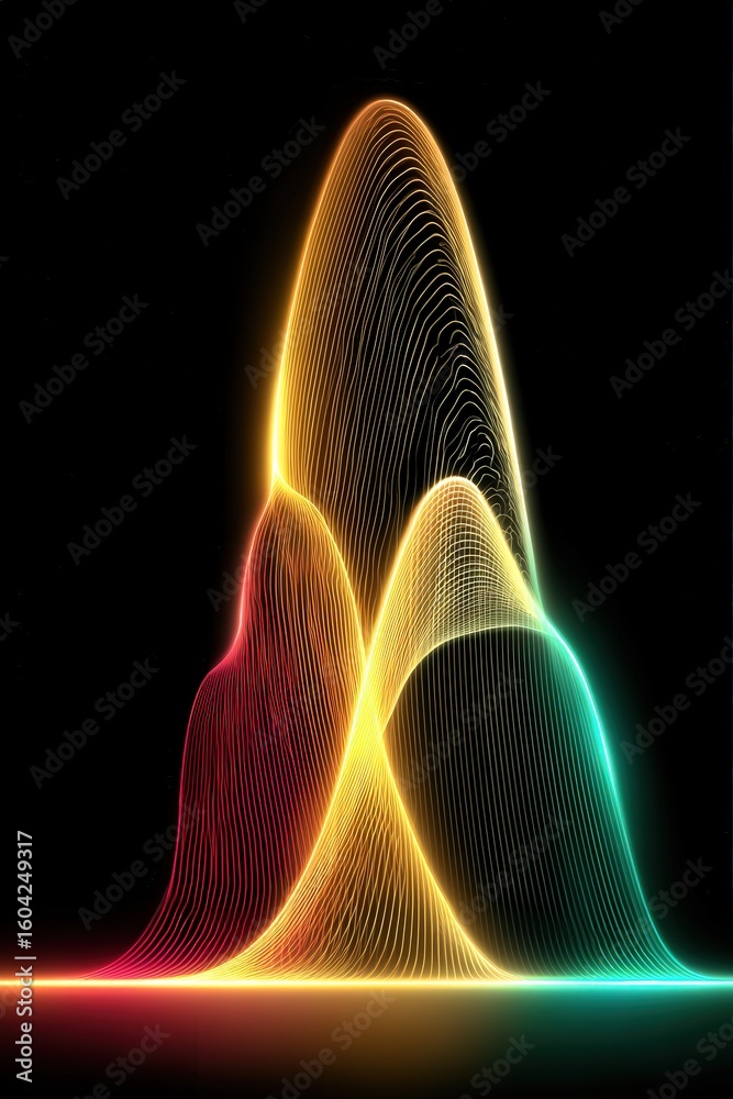 Poster dynamic light waves creating vibrant patterns
