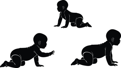 Crawling baby developmental stages, infant growth, motor milestones, early childhood movement, learning to crawl, baby illustration, toddler mobility, child progression