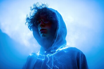 Fototapeta premium portrait of a young man in a blue jacket