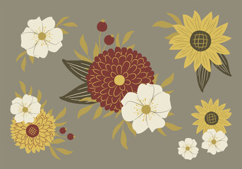 Autumn flower boutique retro style