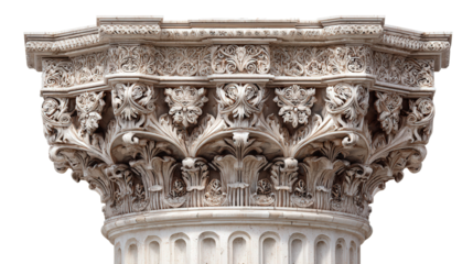 Architectural Details: Intricate architectural details such as ornate windows, stone carvings, and grand facades, isolated on a Transparent background, PNG file.