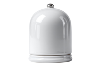 Glossy White Cloche Dome With Silver Knob Elegant Cover Display Case Kitchen Dinnerware Still Life